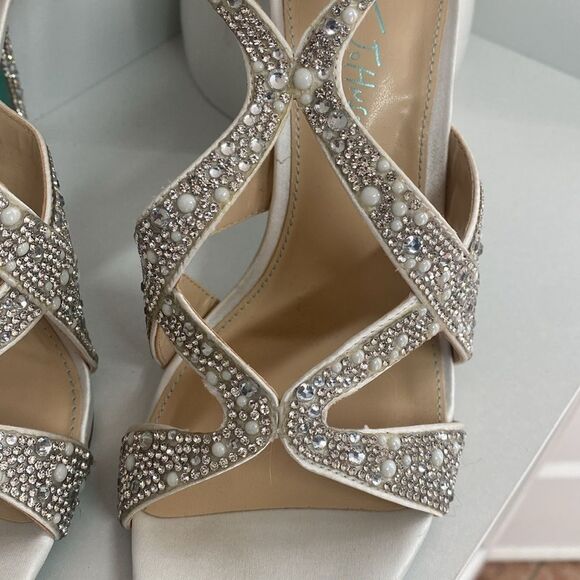 Betsey Johnson Miles Ankle Strap Stiletto Heel Sandals Sz 7.5 Prom Wedding Party - Picture 4 of 13